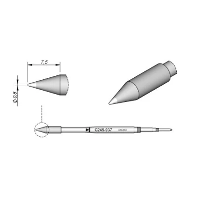 Afbeelding van JBC Tools C245937 soldeerpunt Ronde vorm, Recht Grootte 0.6 mm Lengte soldeerpunt: 8 Inhoud: 1 stuk(s)
