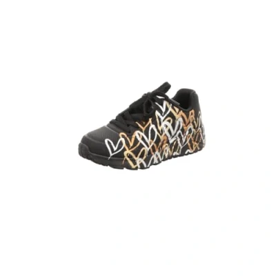 Afbeelding van Skechers Uno Lite Metallic Love Meisjes Sneakers Zwart/Goud Maat 27