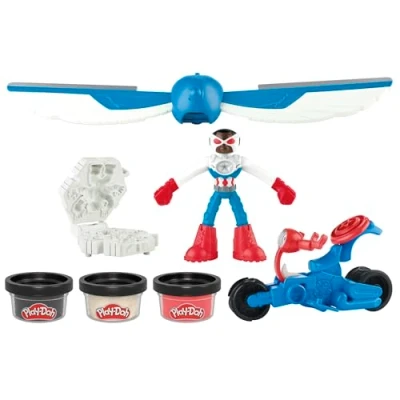Afbeelding van Play Doh Marvel Captain America Motorsnijder Speelset Boetseerklei 3 potjes Knutselen voor kinderen