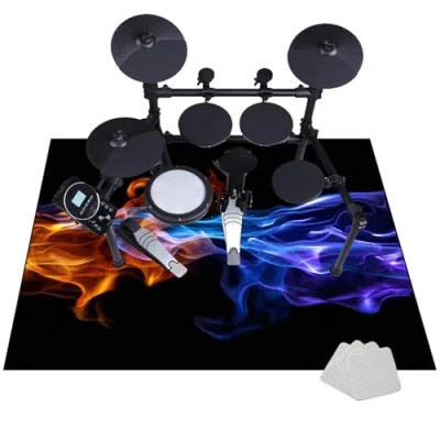 Afbeelding van JaevKwzy Professionele antislip drummat van strak geweven stof voor elektronische drums, snaredrum en andere muziekinstrumenten, 200 x 160 cm