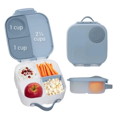 Afbeelding van b.box Mini Lunchbox Bentobox met 3 Vakken (2 Lekvrij) Ideaal Voor Peuters, Lunch &amp; Snacks Kinderen een Heel Stuk Fruit BPA vrij