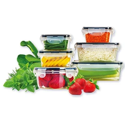 Afbeelding van Gourmet vershouddozenset, 6 delig, voorraaddozen, BPA vrij, voedselcontainer, kunststof, tupperbox, vershouddoos met deksel, lekvrij, geschikt voor keuken, magnetron en vriezer