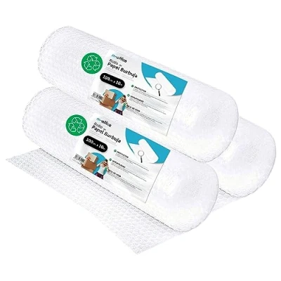 Image de m office Lot de 3 rouleaux bulles recyclées en plastique pour emballage, déménagement, emballages et boîtes 100 cm x 10