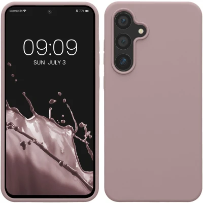 Afbeelding van kwmobile telefoonhoesje geschikt voor Samsung Galaxy S24 FE Hoesje met siliconen coating Smartphone case in licht oudroze