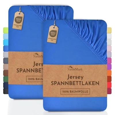 Afbeelding van NatureMark Dubbelpak (2 stuks) jersey hoeslaken Öko Tex Standaard 100 voor vertrouwen in textiel