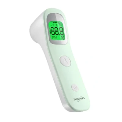 Afbeelding van EUROPAPA Koortsthermometer voor baby&#039;s, kinderen, volwassenen, infrarood voorhoofdthermometer met koortsalarm, C/F schakelaar, 30 keer meetgeheugen (groen)