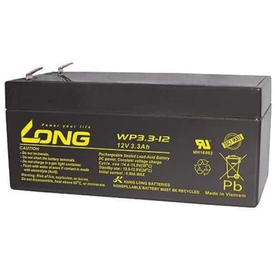 Afbeelding van WP3.3 12 Kung Lange loodbatterij met volt en 3300 mAh capaciteit, Faston contacten van 4,8 mm