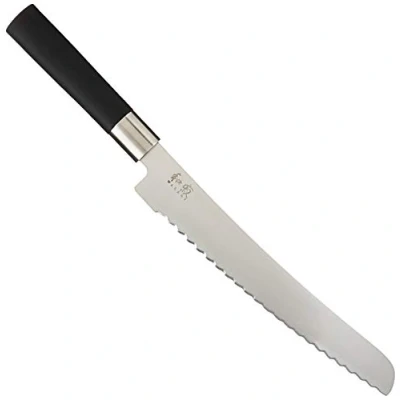 Afbeelding van KAI Wasabi Black broodmes 23,0 cm lemmetlengte gepolijst roestvrij staal 6A/1K6 58 (±1) HRC zwart polypropyleen handvat gekarteld mes gemaakt in Japan