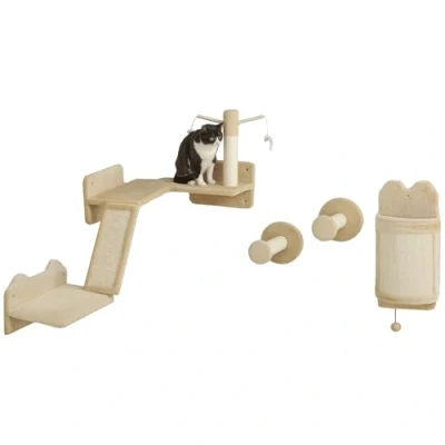 Afbeelding van PawHut kattenplank spaanplaat 110x56x73cm beige
