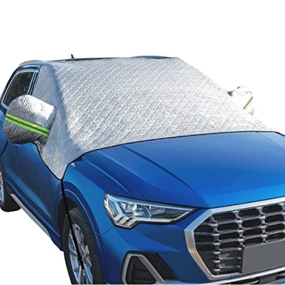 Afbeelding van Autovoorruitbescherming, winterbescherming, universele voorruitafdekking voor auto, waterdicht, anti vorst, zonwering, stofbescherming, 248 x 148 cm