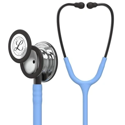 Image de 3M Littmann Stéthoscope de Surveillance Classic III, Tubulure Bleu Ciel, Édition Miroir, Base et Lyre Smoke, 69 cm, 5959