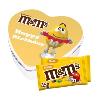 Afbeelding van M&amp;M&#039;s geschenkdoos hartje &#039;Happy Birthday&#039; chocolade met pindasmaak verjaardagscadeau 2 zakjes 90g