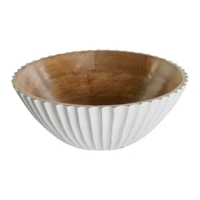 Afbeelding van Saladekom DKD Home Decor Wit Natuurlijk Mangohout 30 x 12 cm