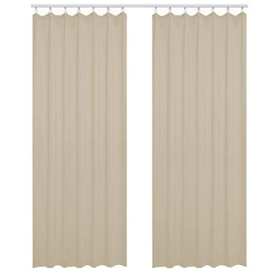 Afbeelding van WOLTU Set van 2 ondoorzichtige gordijnen met plooiband voor rails, licht, zacht, warmte isolerend, bescherming tegen kou woonkamer slaapkamer, 135 x 225 cm, zand