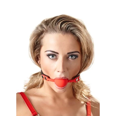 Afbeelding van Bad Kitty Siliconen Gag met Bal Verstelbare Gesp voor Orale Vernedering Rood