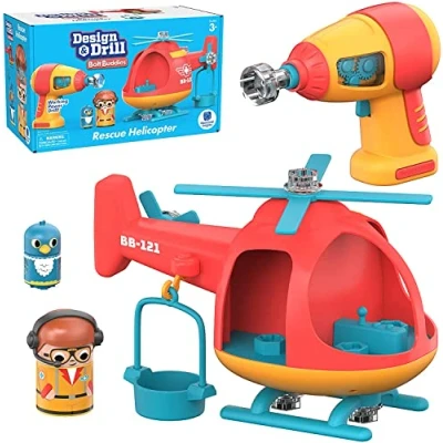 Afbeelding van Reddingshelikopter met Bolt Buddies Design &amp; Drill Learning Resources, bouwspel voor de ontwikkeling van fijne motoriek