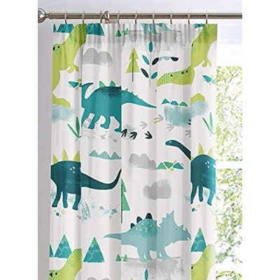 Afbeelding van Bedlam Dino geplooide gordijnen van polyester, meerkleurig, 168 x 183 cm
