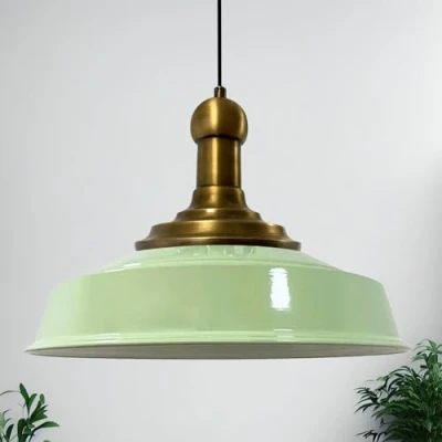 Afbeelding van bamyum Asletl Longknob vintage hangende kroonluchter, industriële lamp, 40 cm diameter, hanglamp, mintgroene kroonluchter