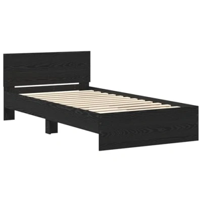 Afbeelding van vidaXL Bedframe met Hoofdbord Zwart Eiken 100 x 200 cm Bewerkt hout