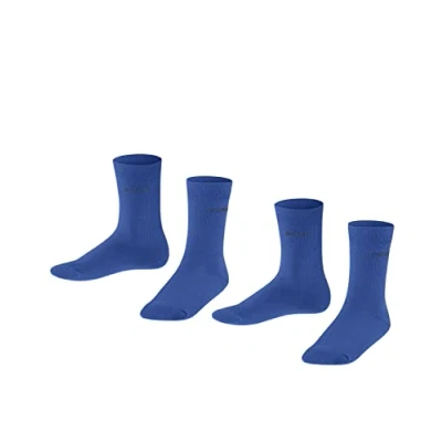 Image de ESPRIT Foot Logo 2 Pack K SO coton unies lot de paires, Chaussettes Mixte enfant, Bleu (Deep Blue 6046), 27 30