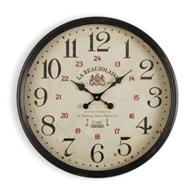 Afbeelding van Versa Beaujolaise Decoratieve wandklok voor keuken, woonkamer, eetkamer of slaapkamer, afmetingen (H x B B) 50 13,5 cm, metaal, zwart