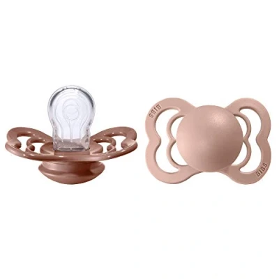 Afbeelding van BiBS Supreme Pacifier Stage 1 Fopspeen 0/6 maanden 2 stuks Woodchuck / Blush