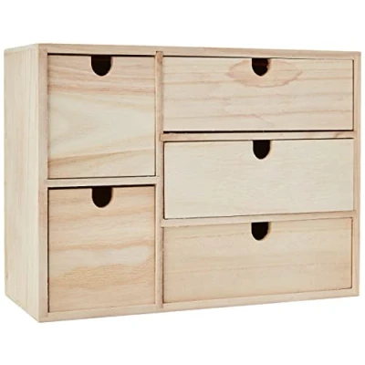 Afbeelding van Artemio Houten Opbergdoos met Lade Beige, 35 x 15 26 cm, Hout, Bruin