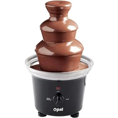 Afbeelding van Opal Chocoladefontein elektrische fondueset roestvrij staal 3 verdiepingen 500 ml 90 W groot formaat met hete pan basis