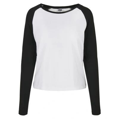 Afbeelding van Urban Classics Ladies Contrast Raglan Longsleeve Longsleeve, Dames, Maat: 3XL, White/black
