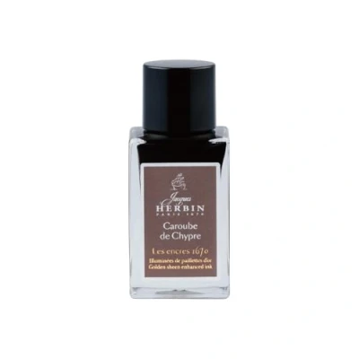 Afbeelding van Jacques Herbin 16045JT Un flacon d&#039;encre pailletée or pour stylo plume, roller, plume de verre et porte 15 ml, Caroube Chypre