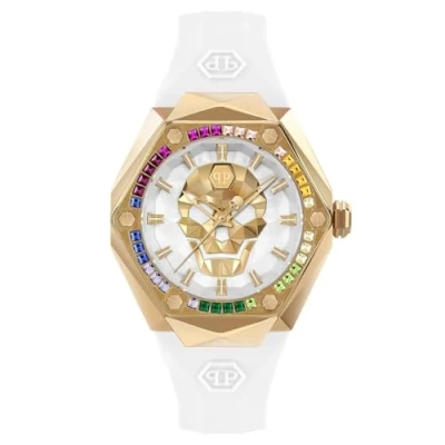 Afbeelding van Philipp Plein $Kull Spikes PWADA0324 Horloge Siliconen Wit Ø 40 mm