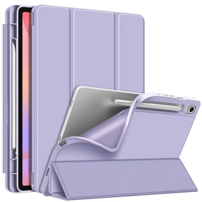 Afbeelding van Fintie Samsung Galaxy Tab S9 FE 10,9 inch / 11 2023 tablethoes Ultradunne zachte TPU achterkant met penhouder en automatische slaap/waakfunctie, pastelpaars
