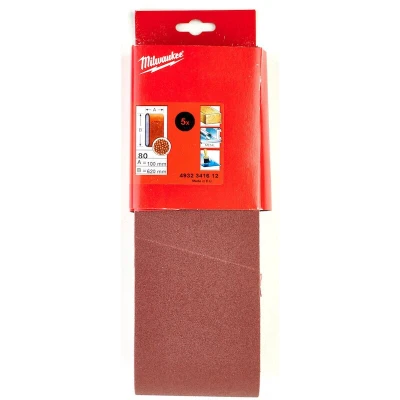 Afbeelding van MILWAUKEE 4932341612 schuurband 620 x 100 mm, korrel 80 (5 st.)