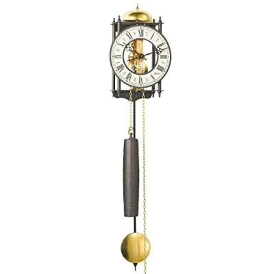Afbeelding van Hermle Mechanisch skelet klok met metalen wielen 70974 000711 zwart