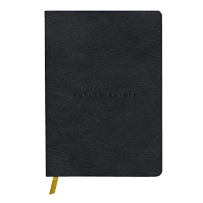 Image de Carnet brochure cousue Clairefontaine Flying Spirit en cuir lisse A5 180 pages Noir
