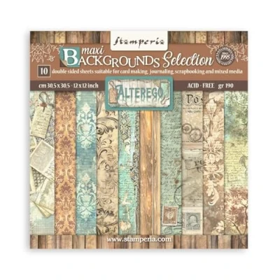 Afbeelding van Stamperia Alterego 12x12 Inch Paper Pack Maxi Backgrounds Selection (SBBL162)
