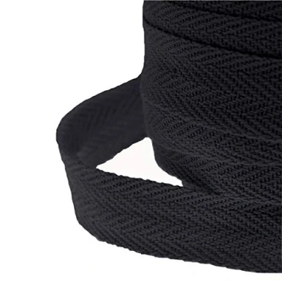 Afbeelding van WAREHOUSESHOP 10/20/50 m rol van katoen met visgraatpatroon, voor schort, 20 meter (25 mm), zwart