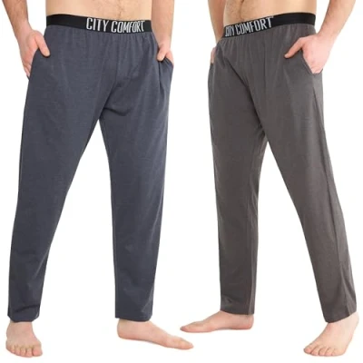 Afbeelding van CityComfort pyjamabroek voor heren, relaxbroek van jersey met zakken, 2 stuks