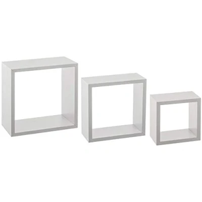Afbeelding van 5five 3 kleine wandplanken &quot;fixy&quot; kubus wit