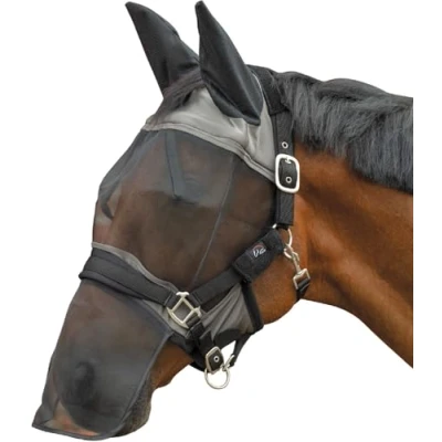 Afbeelding van HKM Premium Masque anti mouches protection du naseau Gris Taupe Poney