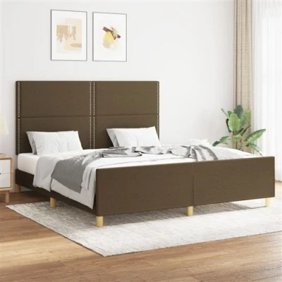 Afbeelding van vidaXL Bedframe met hoofdeinde stof donkerbruin 160x200 cm