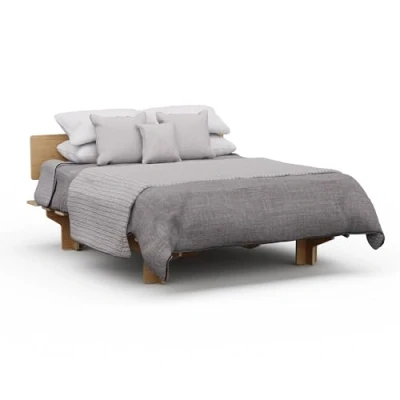 Afbeelding van Blumfeldt Nordicaura Queen Bedombouw 160 X 200 cm Robuust Zonder gereedschap Eucalyptushout Berging Eik