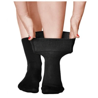 Afbeelding van VITSOCKS Extra grote sokken voor diabetici dames (3 paar) sterke of gezwollen kuit, zwart.