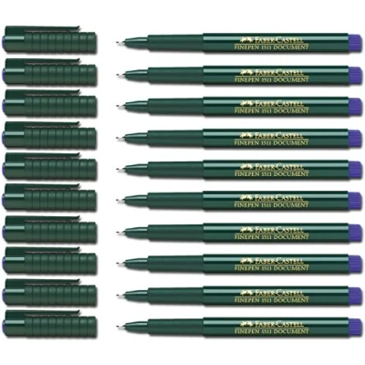 Afbeelding van Faber Castell Finepine 1511 viltstiften, 0,4 mm, blauw, 10 stiften