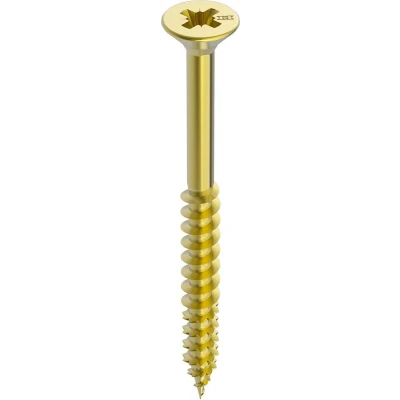 Afbeelding van HECO FIX Plus spaanplaatschroef 5x80mm platkop geel verzinkt deeldraad PZD 2 16836 (Per 200 stuks)