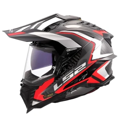 Afbeelding van LS2 Helm Explorer Frontier Carbon zwart / rood Maat M