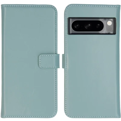 Afbeelding van Selencia Hoesje Geschikt voor Google Pixel 8 Pro Met Pasjeshouder Echt Lederen Bookcase lichtblauw