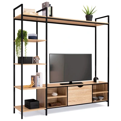 Image de Ensemble meuble TV DETROIT avec étagères design industriel 170 cm