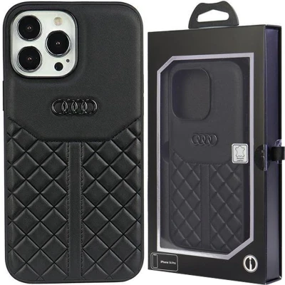 Afbeelding van Audi Genuine Leather Back Case Geschikt voor Apple iPhone 13 (6.1&quot;) Zwart