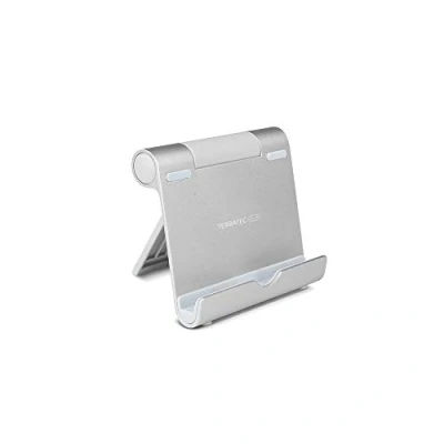 Afbeelding van TERRATEC iTab S Zilver, Smartphone &amp; Tablet Multihoekstandaard van aluminium, voor iPhone, iPad, Samsung Galaxy, Google Nexus en andere, instelbare kijkhoek